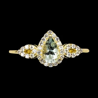 925 Sterling Silver Ring with 6x4mm Simulated Aquamarine Pearl, Size 7 - Image 1 of 4