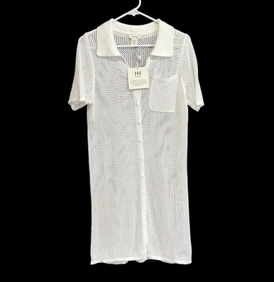 Haute Hippie Dress Women Large White Crochet Midi Beach Cover Up Boho NEW - Image 1 of 4