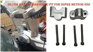 Fit For Royal Enfield Handle Bar Riser Super Meteor 650 Silver Pin Hole - Picture 1 of 12
