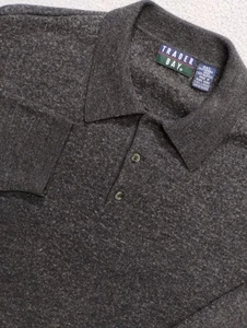 Vintage Merino Wool Trader Bay Polo Collar Sweater XXL 2XL Mens Gray VTG Casual - Picture 1 of 8