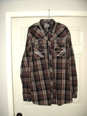 Men's Wrangler Rock 47 L/S Pearlized Snap Western/Embroidered Shirt 3XLT Browns - Image 1 of 3