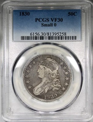 1830 Capped Bust Half Dollar Small 0 PCGS VF30 Crusty Coin - Image 1 of 2