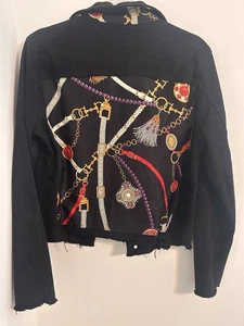 Stacy Bradley Design The Black Denim Jacket Beads And Clasps Equestrian - Picture 1 of 6