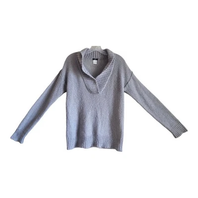 J. Suéter para mujer CREW Dolce mezcla de lana mohair gris mullido cuello chal 36" Foto 1 de 4