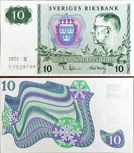 Sweden 10 Kronor 1971 * Star Note Replacement UNC - Picture 1 of 1
