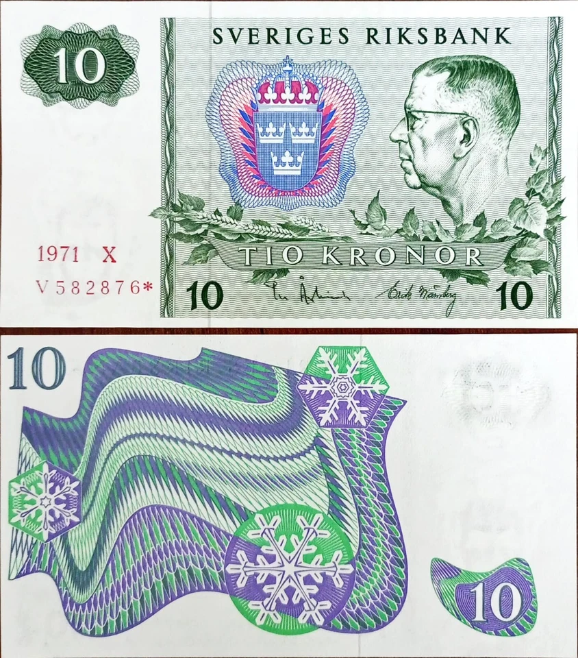 Sweden 10 Kronor 1971 * Star Note Replacement UNC - Image 1 of 1