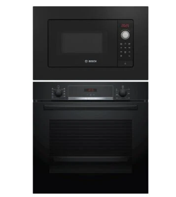 Bosch Einbau Set Backofen + Mikrowelle 38cm Nischenhöhe f. Hochschränke schwarz  - Bild 1 von 4