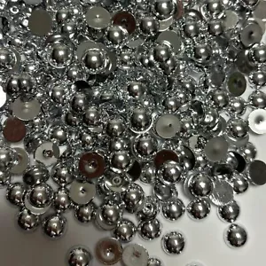 1800PCS Flat Backed Round Pearls 4mm Silvery Half Flatback Pearls Gems Beads ... - Picture 1 of 6