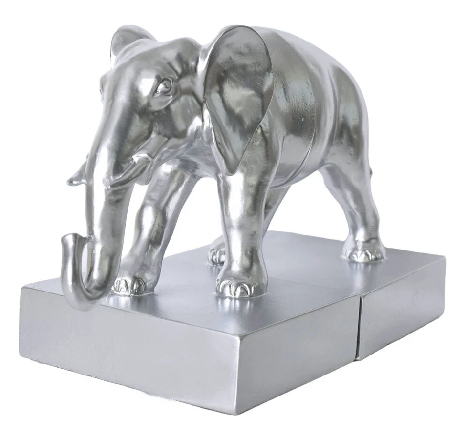 Buchstützen Elephant Silber Tierfigur Elefantenfigur Dekofigur Urban Jungle - Bild 1 von 4