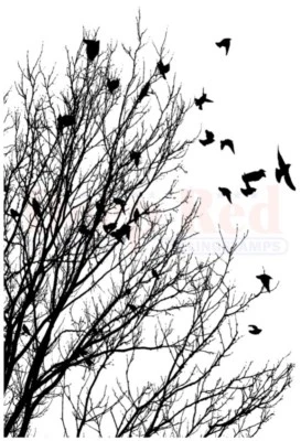 Deep Red Stamps Raven Flock Rubber Cling Stamp - Image 1 of 3