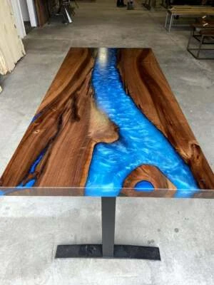 48" x 24" Blue Epoxy Resin Office / Dining / Center Table Top Home Furniture - Image 1 of 4