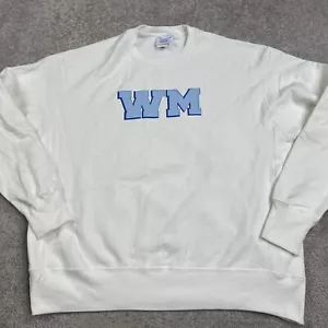 Champion Reverse Weave Sweatshirt Men XL White Blue WM Pullover Fleece Lined EUC - Picture 1 of 13