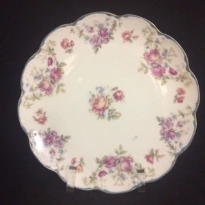HAVILAND SCHLEIGER 8 1/2" PLATE ROSES GOLD TEAL RIM T M JAMES &SON FRANCE KANSAS - Picture 1 of 12