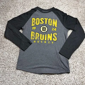 Boston Bruins Shirt Mens Small Gray Yellow Long Sleeve Logo Graphic NHL Hockey - Picture 1 of 11