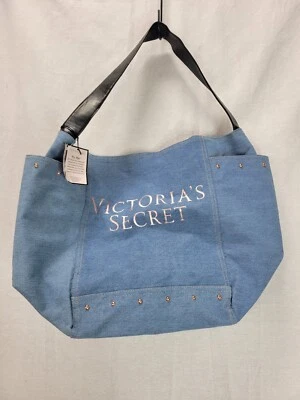 Bolso de Mano Victoria's Secret Azul Denim Oro Rosa Tachonado Fin de Semana Bolso Shopper Nuevo con Etiquetas Foto 1 de 4
