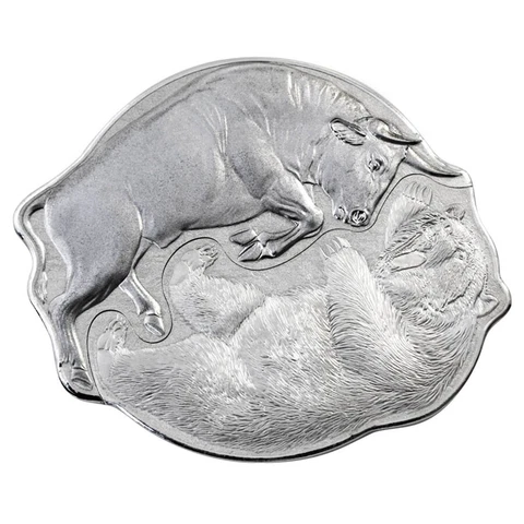 2021 Pamp Bull VS Bear Interlocking 2 oz Silver Coin - Solomon Islands Cover