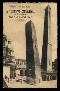 cartolina pubblicitaria SCIROPPO CASTALDINI-BOLOGNA LE DUE TORRI - Picture 1 of 2