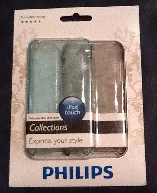 Philips Two Slim Shell iPod Touch Cases Light Blue & Brown Flower Graphic New  - Image 1 of 2