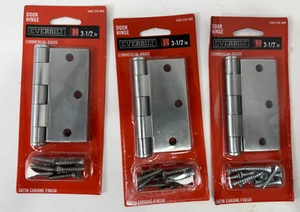 3 Pack-Everbilt 3-1/2 in. Square Radius Satin Chrome Commercial Grade Door Hinge - Picture 1 of 13