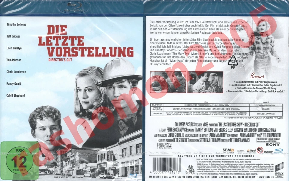 Blu-ray THE LAST PICTURE SHOW DC 1971 Jeff Bridges Cybill Shepherd Region B NEW - Image 1 of 1