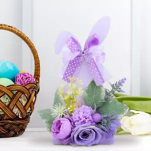 Easter Bunny Table Sign Artificial Flower for Spring Decor 5x3x10.2inch - Picture 1 of 6