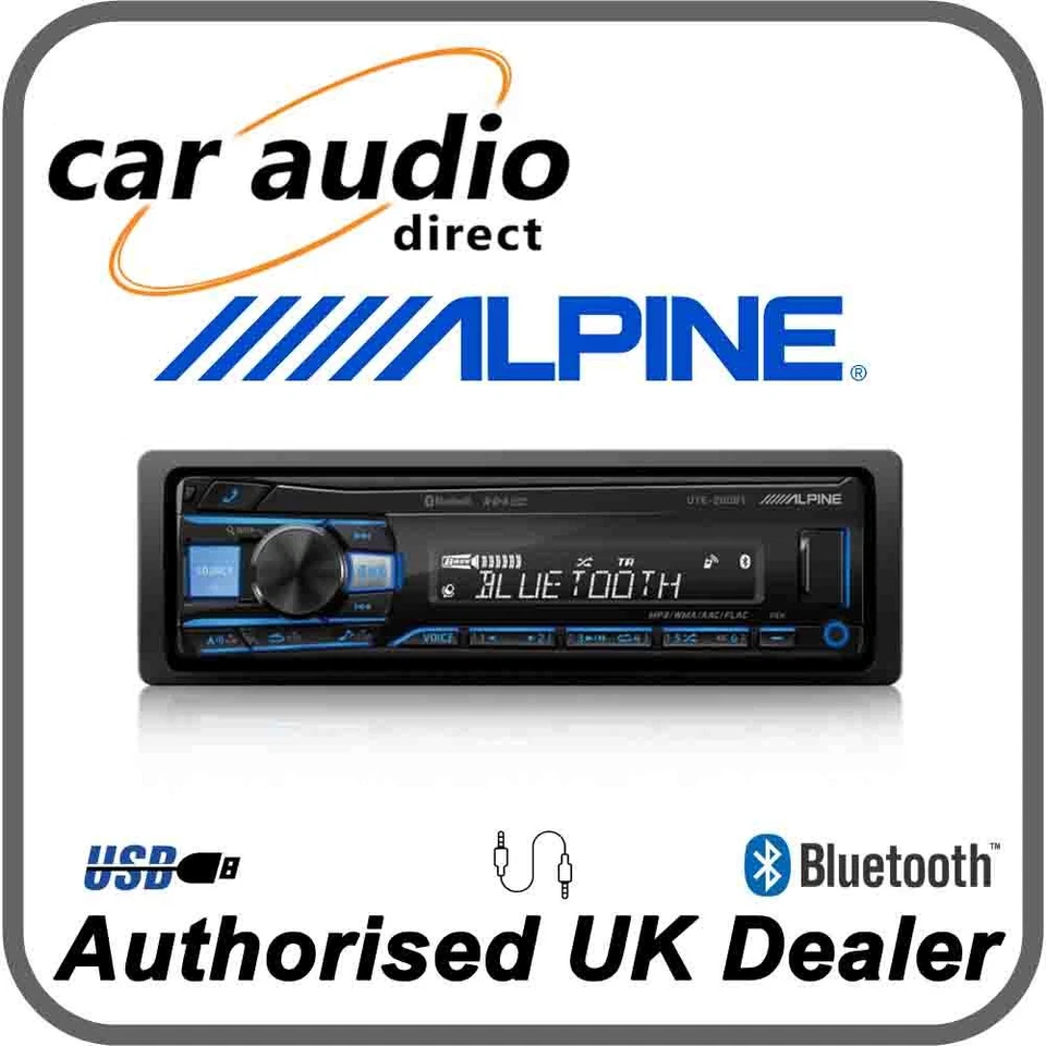 Alpine UTE-200BT - Mechless Bluetooth MP3 FLAC USB AUX Car Stereo RDS Tuner - Image 1 of 2