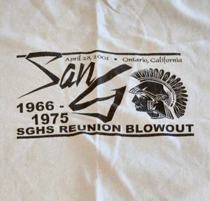 2001 San Gorgonio High School 1966-1975 Class Reunion Blowout XL Blue T Shirt - Picture 1 of 7