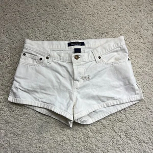 VTG Abercrombie Shorts Womens 2 White Button Fly Distressed Retro Y2K 90s USA - Picture 1 of 12