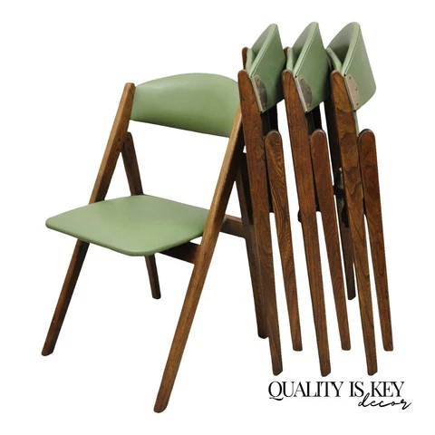 Vintage Stakmore Green Mid Century Modern Folding Game Chairs - Set of 4 Cover