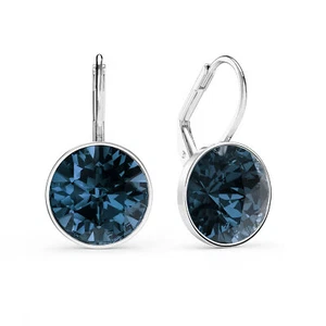 MYJS Bella Earrings With 6 Carat Montana Crystals Silver Plated - Picture 1 of 2