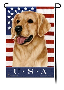 Bandera de jardín patriótica de Estados Unidos - Golden Retriever 064 - Imagen 1 de 1