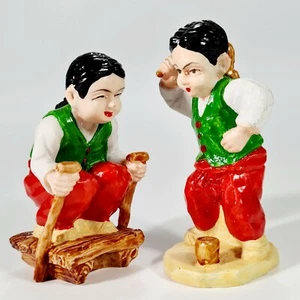 Handbemalte Kunstharzfiguren SPIELENDE KINDER Asia/Japan/China 8cm Resin Statuen - Picture 1 of 1