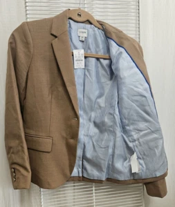 J Crew NWT  $178 Style AZ 566 Camel Wool Blend 2 Gold Logo Button Front Sz 4P - Picture 1 of 8