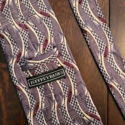 Corbata para hombre Jeffrey Banks abstracta multicolor hecha a mano 100 % seda Foto 1 de 3