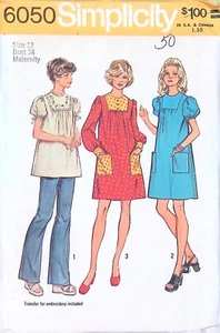 Simplicity Sewing Pattern 6050 Maternity Top Dress Womens Size 12 Puff Sleeves - Picture 1 of 4