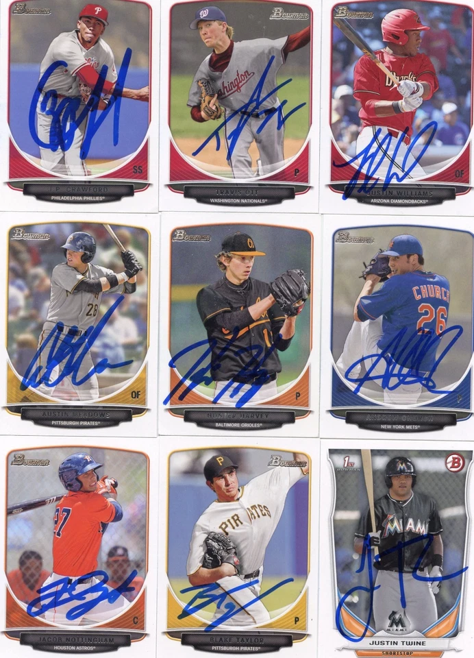 JUSTIN WILLIAMS SIGNED 2013 BOWMAN DRAFT PROSPECT ROOKIE CARD AUTO  - Image 1 of 1