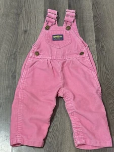Vintage OshKosh B'Gosh Vestbak Bubble Gum Pink Corduroy Overalls USA paper tag - Picture 1 of 10