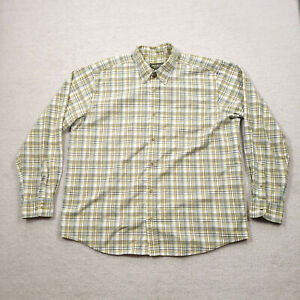 Eddie Bauer Button Down Shirt Mens XL Yellow Plaid Long Sleeve Relaxed Fit