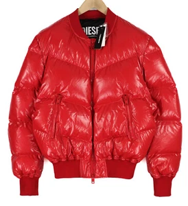 Diesel W-Sten Mens Jacket L Red Buffer Feather Duck Filled Quilted - Picture 1 of 16