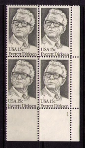 US USA Sc# 1874 MNH FVF PL# BLOCK Everett Dirksen Senator Illinois - Picture 1 of 1