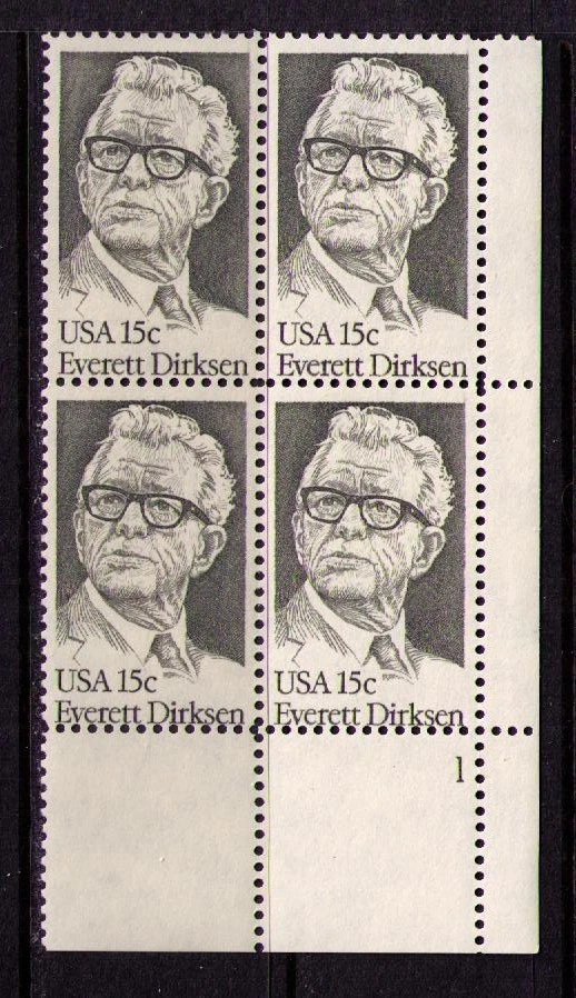 US USA Sc# 1874 MNH FVF PL# BLOCK Everett Dirksen Senator Illinois - Image 1 of 1