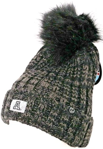 NEW Arizona Wildcats UA Black Knit Fur Pom Zephyr Beanie Cap Stocking Hat - Picture 1 of 8