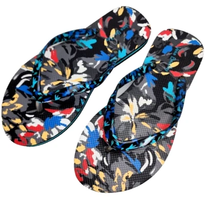 Vera Bradley Flip Flops Floral Splash Beach Sandals Slip On Size 5 6 Women New  - Image 1 of 4