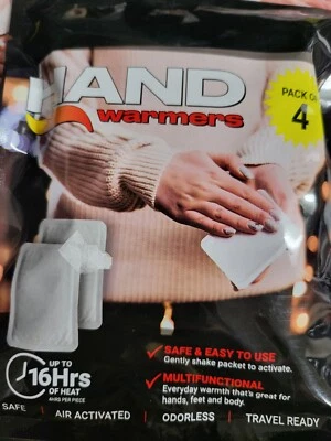 Hand Warmers 10 - 4 ct Packs 16 hours Large 2.7 x 3.6" ea Long Lasting Heat Pads - Image 1 of 4