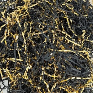 5.3 OZ Black & Gold Crinkle Paper Filler Shredded Confetti Stuffing Paper for... - Picture 1 of 7