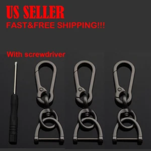 3pcs Matte Black Keychain Key Ring Carabiner Clip Keyring Chain Fob Holder US - Picture 1 of 4