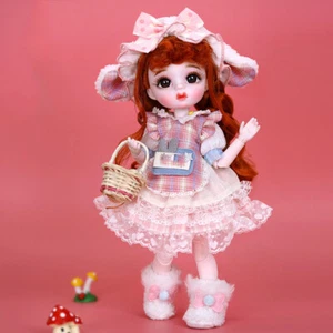 1/6 BJD Doll 11" Girl Doll with Face Makeup Orange Hair Eyes Toys Gift for Kids - Foto 1 di 6