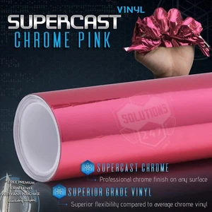 Pink Supercast Flex Stretch Mirror Chrome Vinyl Wrap Bubble Free - 36" x 60" In - Bild 1 von 8