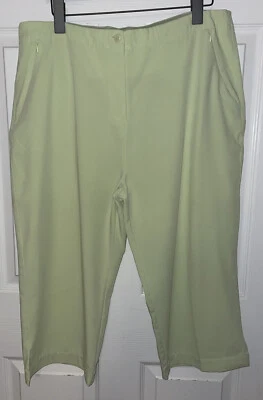 Pantalones de golf Page & Tuttle talla 14 verdes delanteros planos capri elásticos bolsillos con cremallera usados en excelente estado Foto 1 de 4