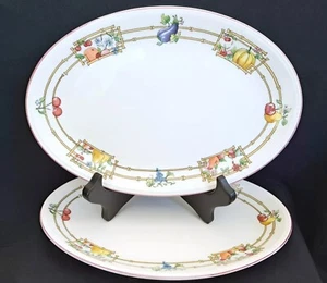 Set 2 Vintage Villeroy & Boch 9" Oval Plates Mon Jardin  - Picture 1 of 5